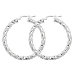 Silver Diamond Cut Hoops G5208-