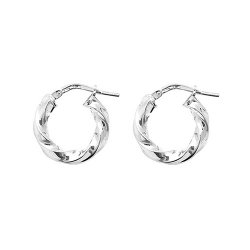 Silver Twisted Hoops 