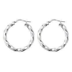 Silver Twisted Hoops 