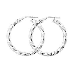Silver Twisted Hoops 