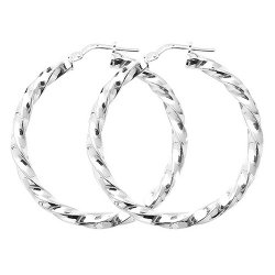 Silver Twisted Hoops 