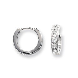 Silver Cz Hinged Hoops 