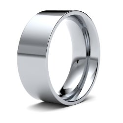 9ct White Gold 8mm Medium Flat Court Wedding Ring