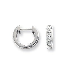 Silver Cz Hinged Hoops 