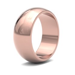 9ct Rose Gold 8mm D Shape Medium Wedding Ring