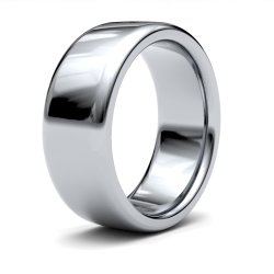 9ct White Gold 8mm Heavy Soft Court Wedding Ring
