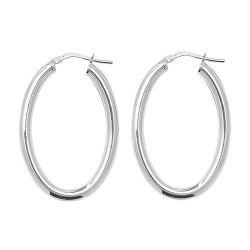 Silver Tube Oval Hoops 