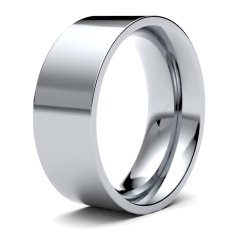 9ct White Gold 8mm Heavy Flat Court Wedding Ring
