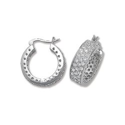 Silver Cz 3 Row Hoops 