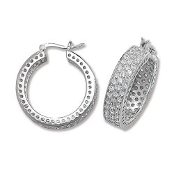 Silver Cz 3 Row Hoops 