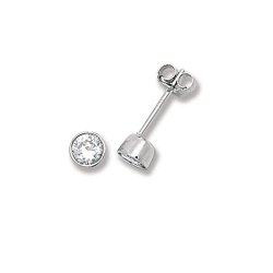 Silver Round Cz Rubover Studs 