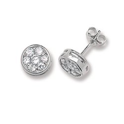 Silver Round Cz Studs 