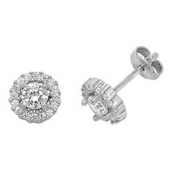 Silver Round Cz Cluster Studs 