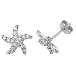 Silver Cz Starfish Studs 