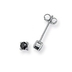 Silver Round Black Cz Studs 