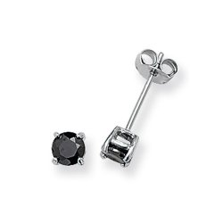 Silver Round Black Cz Studs 