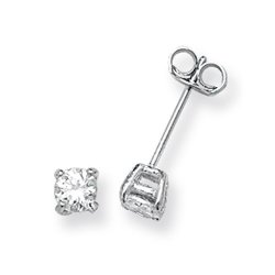 Silver Round Cz Studs 