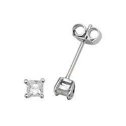 Silver Square Cz Studs 