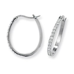 Silver Cz Oval Hoops 
