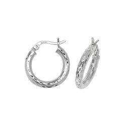 Silver Diamond Cut Hoops 
