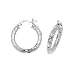 Silver Diamond Cut Hoops 