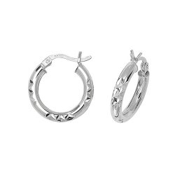 Silver Diamond Cut Hoops 