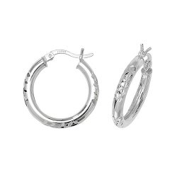 Silver Diamond Cut Hoops 