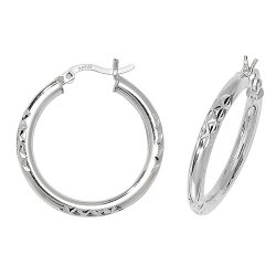 Silver Diamond Cut Hoops 
