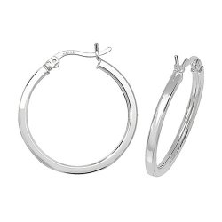 Silver Square Tube Hoops 