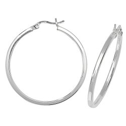 Silver Square Tube Hoops 