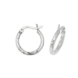 Silver Diamond Cut Hoops 