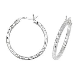 Silver Diamond Cut Hoops 