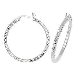 Silver Diamond Cut Hoops 
