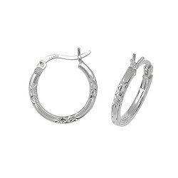 Silver Diamond Cut Hoops 