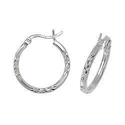 Silver Diamond Cut Hoops 
