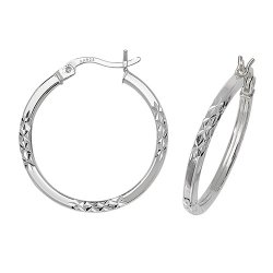 Silver Diamond Cut Hoops 