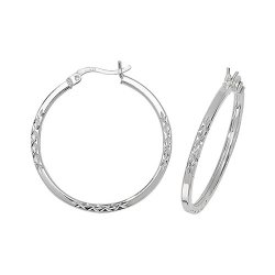 Silver Diamond Cut Hoops 
