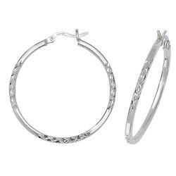 Silver Diamond Cut Hoops 