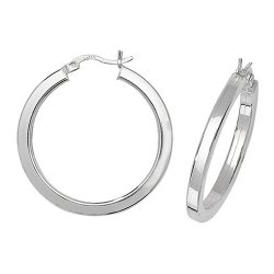 Silver Square Tube Hoops 