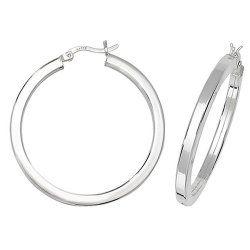 Silver Square Tube Hoops 