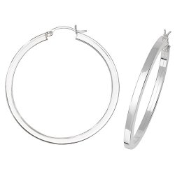 Silver Square Tube Hoops 