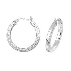Silver Diamond Cut Hoops 