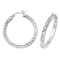 Silver Diamond Cut Hoops 