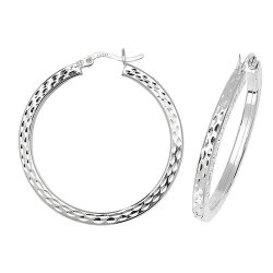 Silver Diamond Cut Hoops 