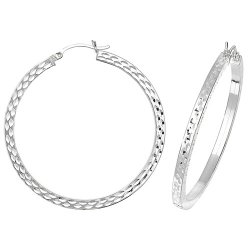 Silver Diamond Cut Hoops 
