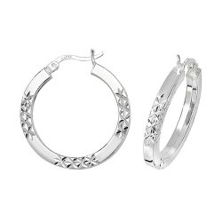 Silver Diamond Cut Hoops 