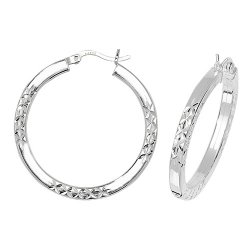Silver Diamond Cut Hoops 