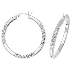 Silver Diamond Cut Hoops 