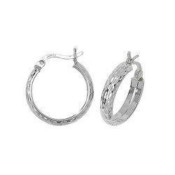 Silver Diamond Cut Hoops 