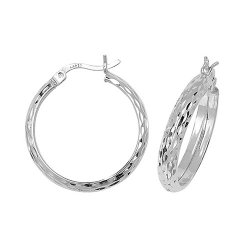 Silver Diamond Cut Hoops 